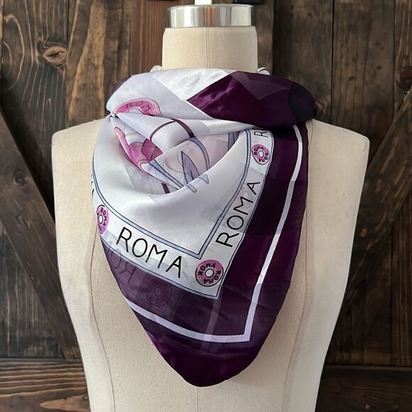 ROMA Beautiful Sheer Purple lavander Tulips Polyester Scarf 38x38 - Picture 2 of 10